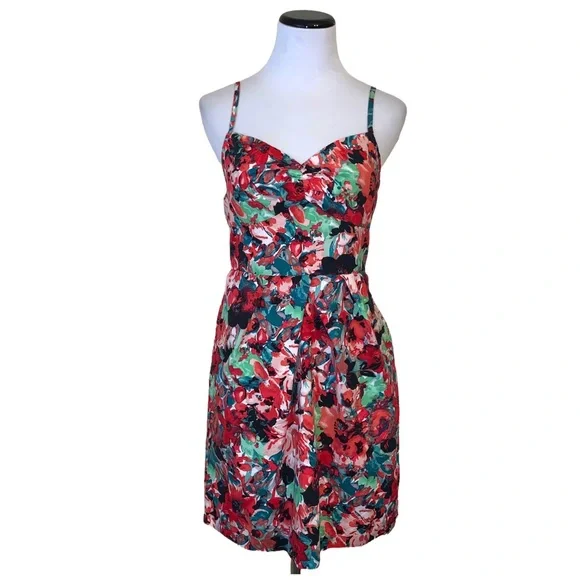 Jack by BB Dakota red floral dress large - Picture 1 of 4